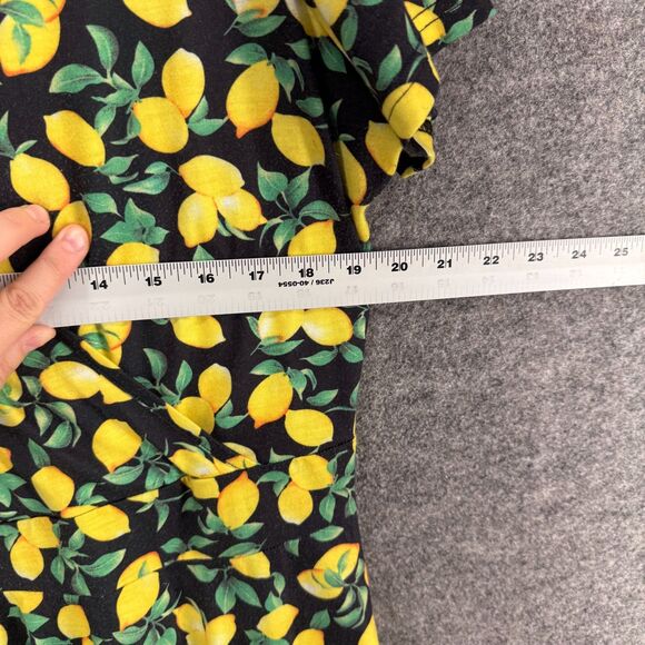 MS Basic Dress Women XL Black Lemon Print Sheath Midi V-Neck Short Sleeve Casual - Picture 5 of 7